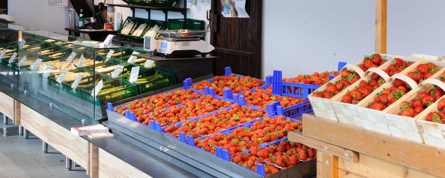 Verkauf von Spargel und Erdbeeren auf dem Spargel- und Erdbeerhof Wermes